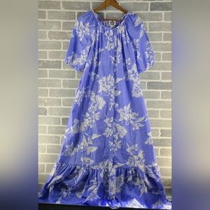 Hilo Hattie Blue Floral Maxi Dress